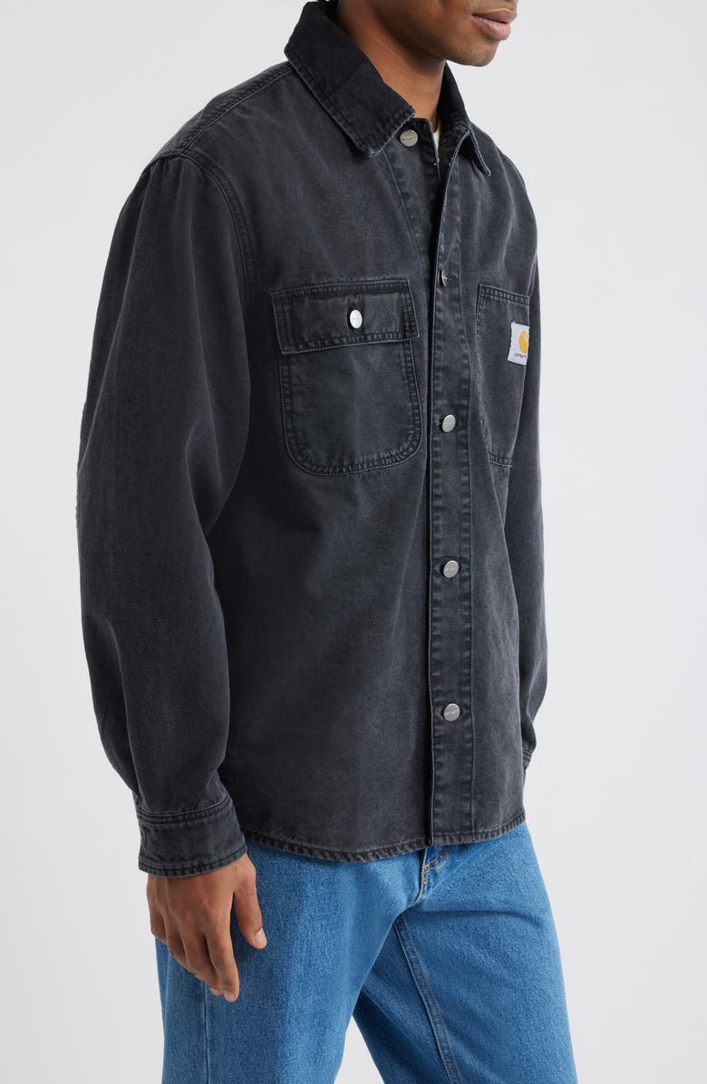 Carhartt Work In Progress Mitch Cotton Canvas Shirt Jacket, Alternate, color, Black / Black (Dusky Canvas)