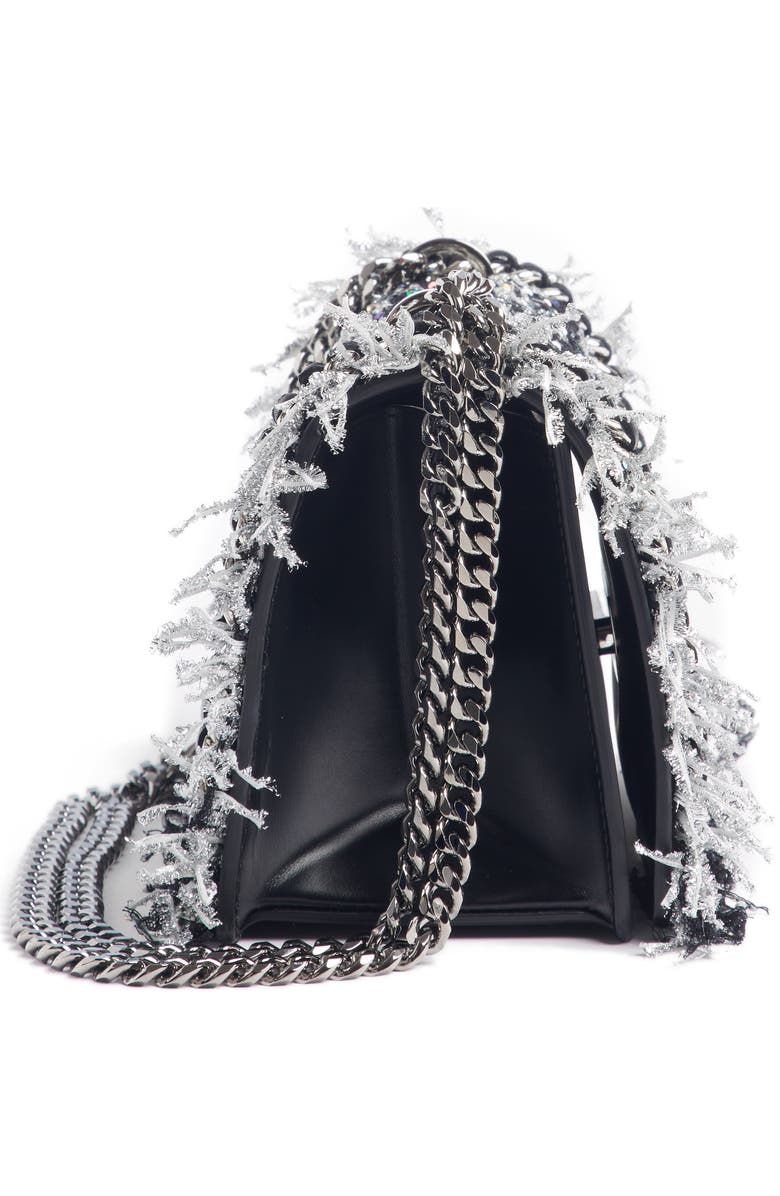 Balmain Metallic Tweed & Leather Box Shoulder Bag, Alternate, color,