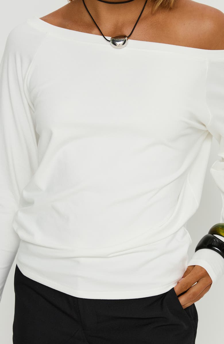 Princess Polly Icon Baby Off the Shoulder Cotton Blend Top, Alternate, color, 