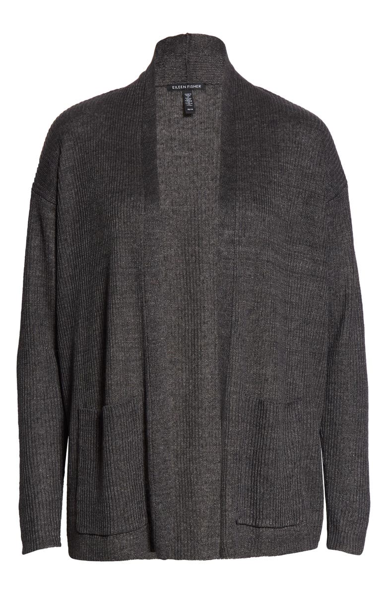 Eileen Fisher Shawl Collar Organic Linen Cardigan, Alternate, color, 