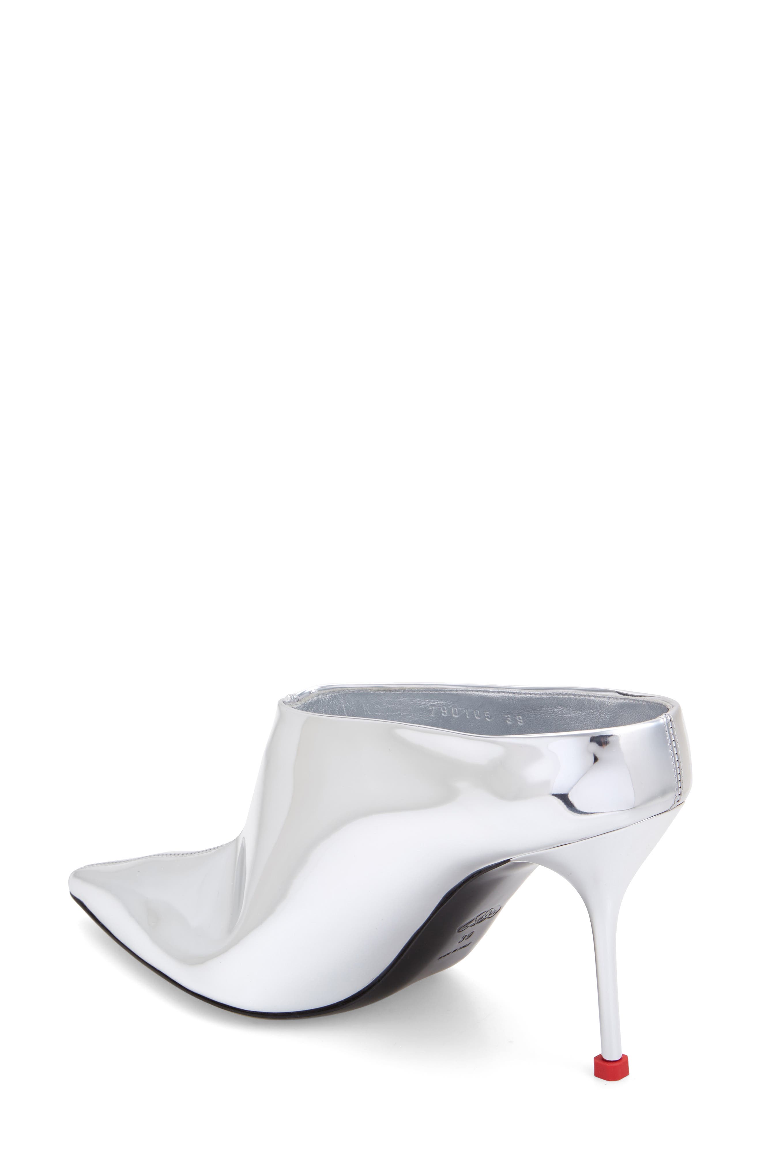 McQueen Thorn Pointed Toe Mule, Alternate, color, Silver