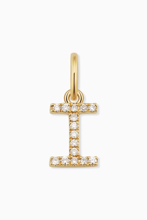 14K Gold My Letter Diamond Pendant Charm