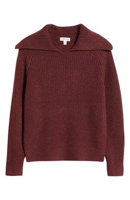 Nordstrom Rib Sailor Collar Sweater In Burgundy