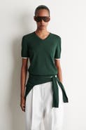 COS Layered-detail Knitted V-neck T-shirt
