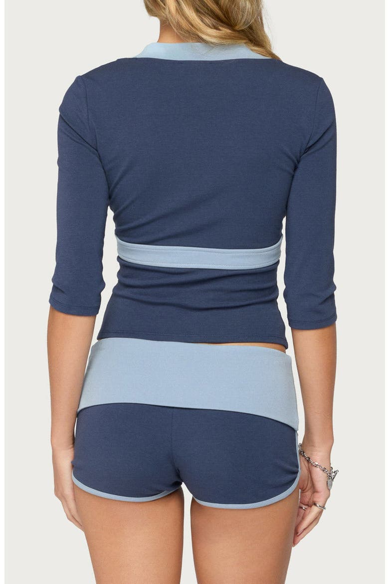 Zeala V-Neck Three-Quarter Sleeve Top, Alternate, color, NAVY