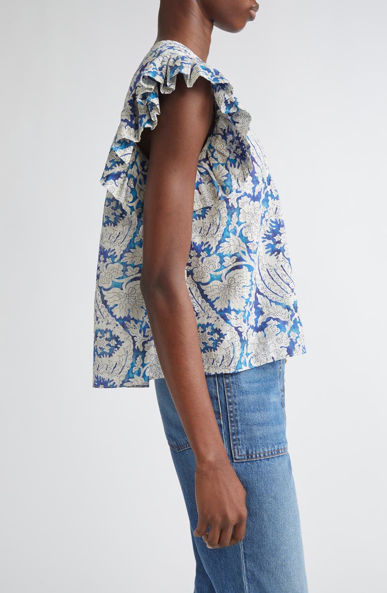 Ulla Johnson Sienna Flutter Sleeve Top, Alternate, color, Ciel