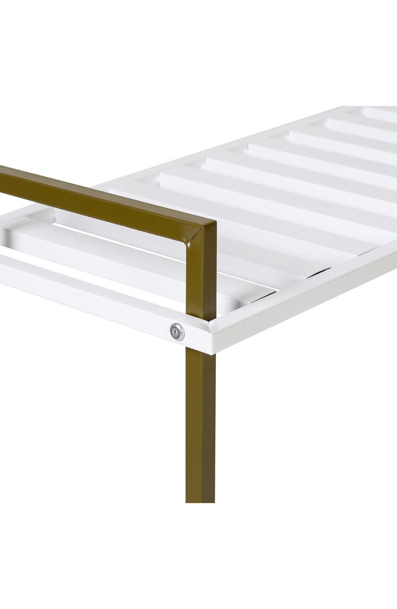 HONEY-CAN-DO 2-Tier Tubular Metal Shoe Rack, Olive and White, Alternate, color,