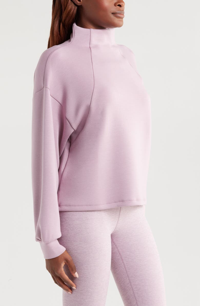 Zella Soft Scuba Knit Funnel Neck Modal Blend Top, Alternate, color, Purple Morn