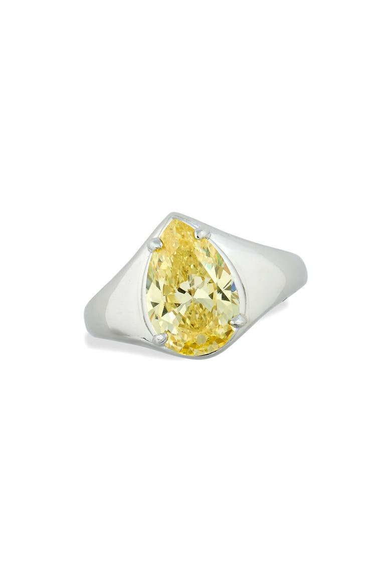 Pear CZ Bold Ring, Main, color, WHITE