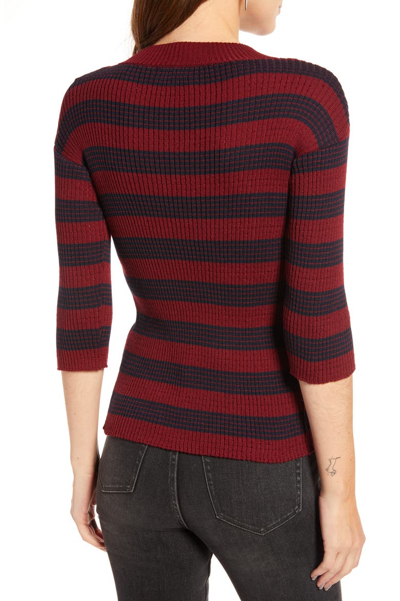 Striped Sweater, Alternate, color, BURGUNDY- NAVY STRIPE