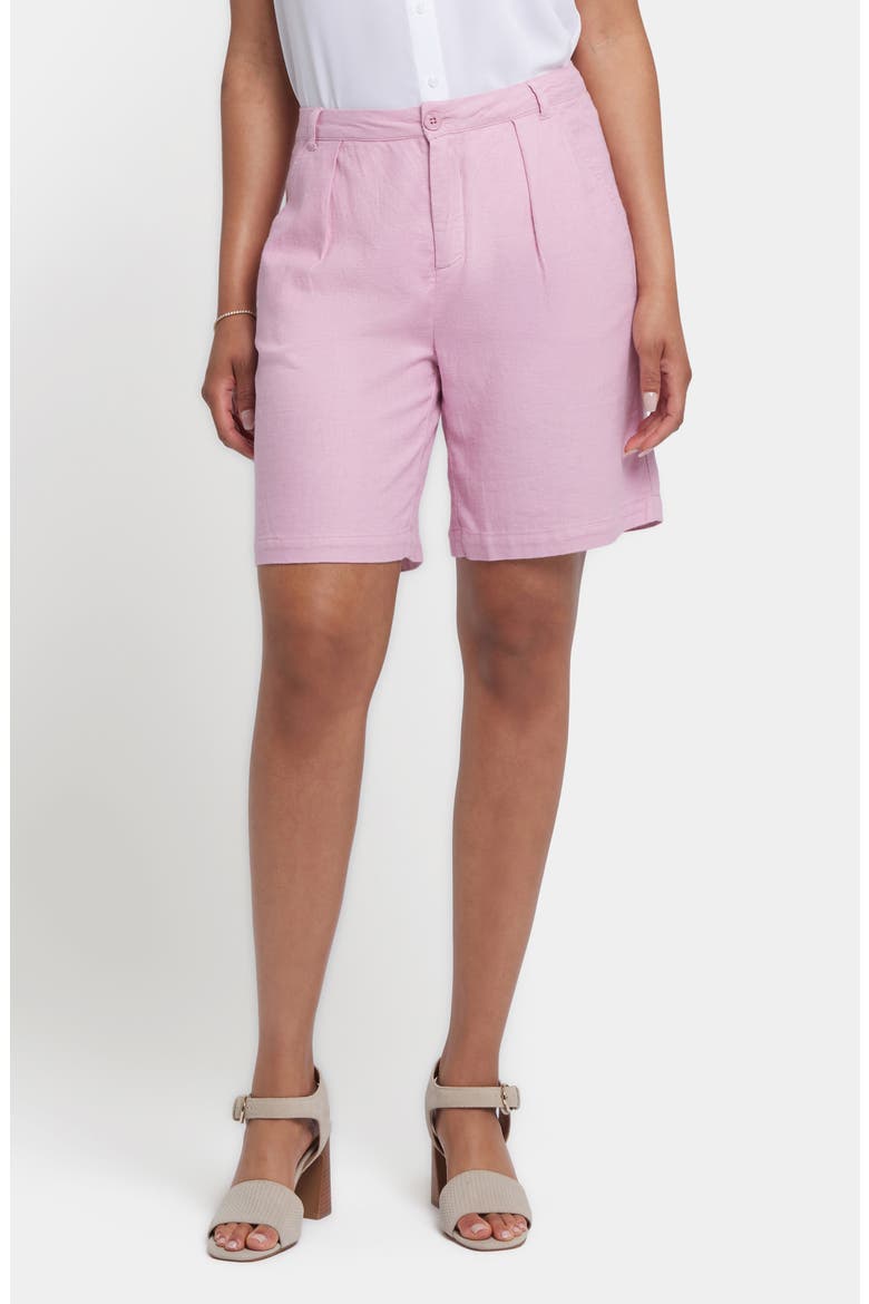 Relaxed Pleated Linen Blend Shorts, Main, color, PINK NECTAR