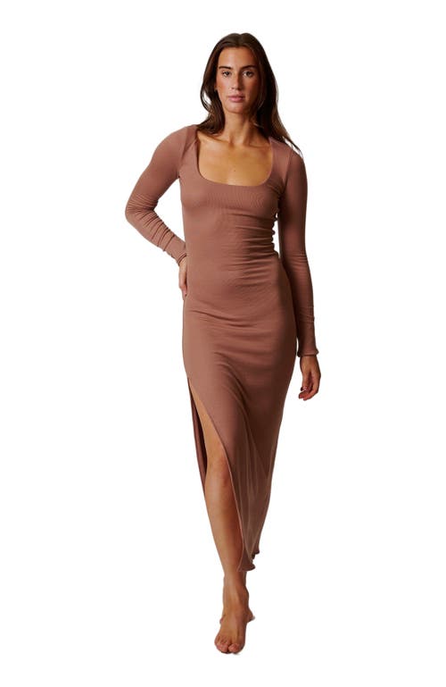 LEISURE LAB Bal Harbor Long Sleeve Rib Dress in Cinnamon  product