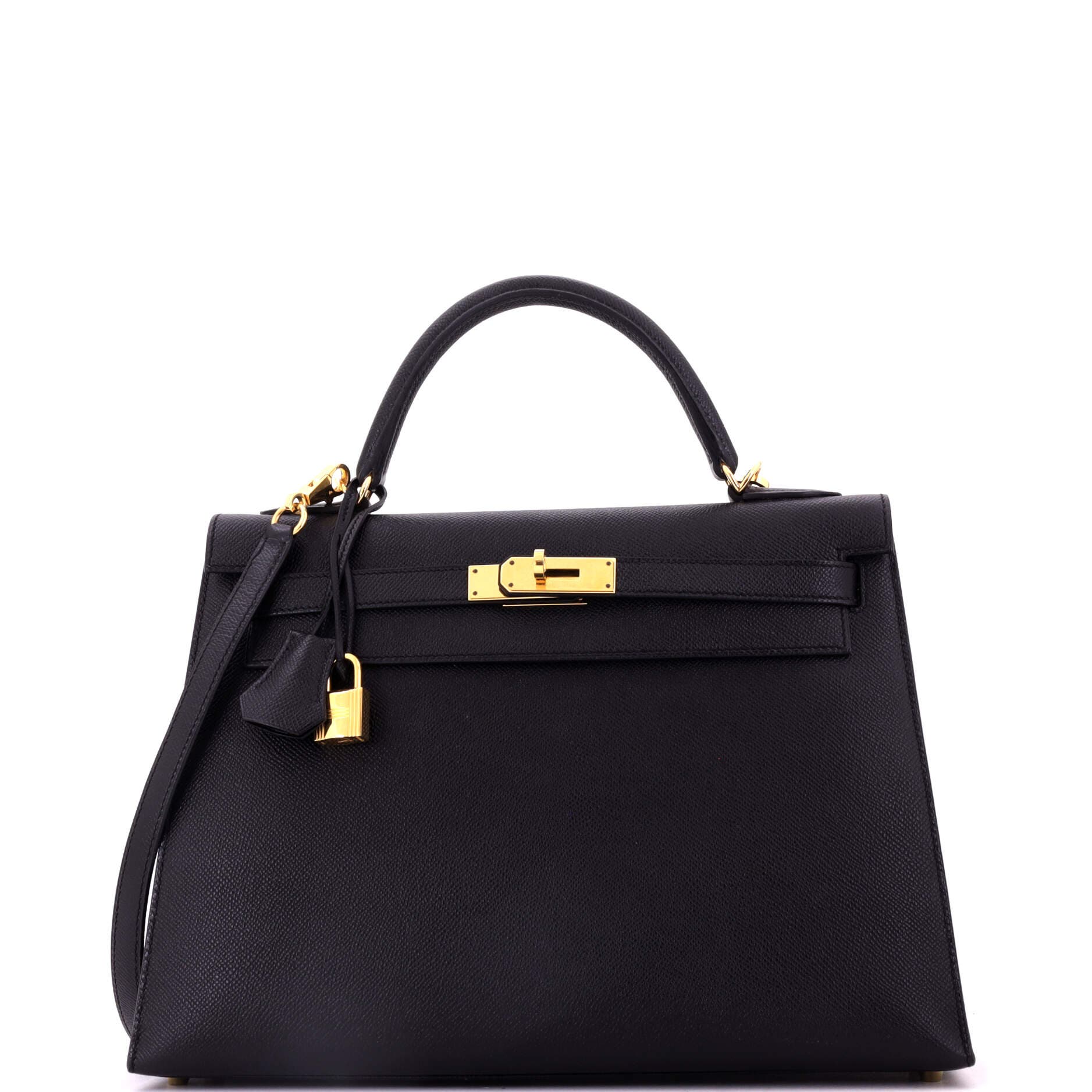 Kelly Handbag Black Epsom with Gold Hardware 32, Main, color, Black