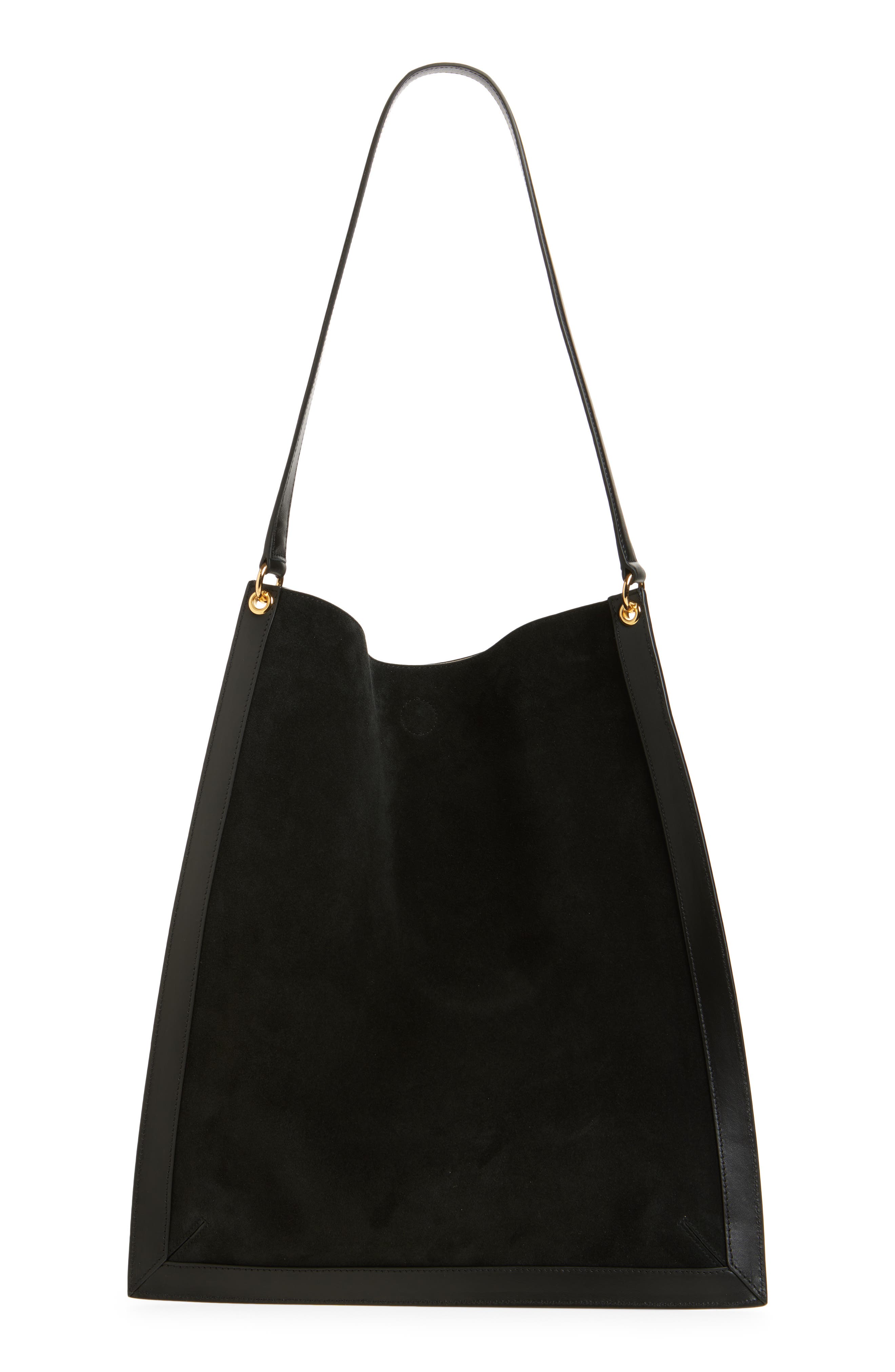 Wandler Penny Tote Bag, Alternate, color, Black Suede/ Black 3298