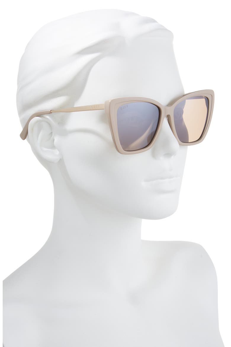 Becky II 56mm Cat Eye Sunglasses, Alternate, color, BRUSHED GOLD/ SILVER FLASH