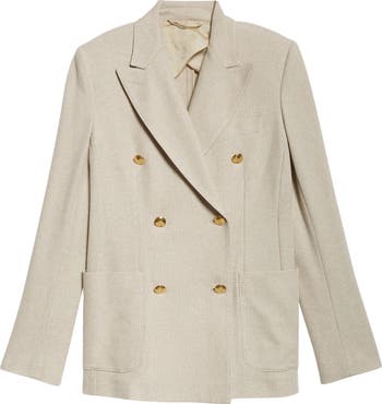 【送料&関税込】Max Mara Beige Vanadio Blazer MAX MARA Vanadio double-breasted grain de poudre cotton