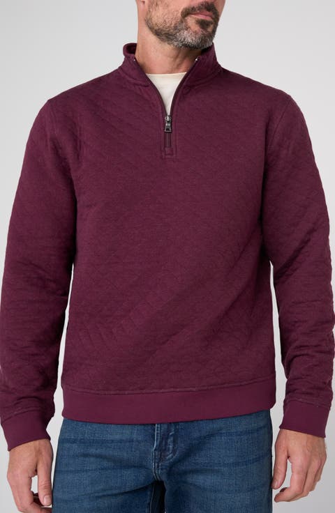 Diamond Quilted Quarter Zip Pullover