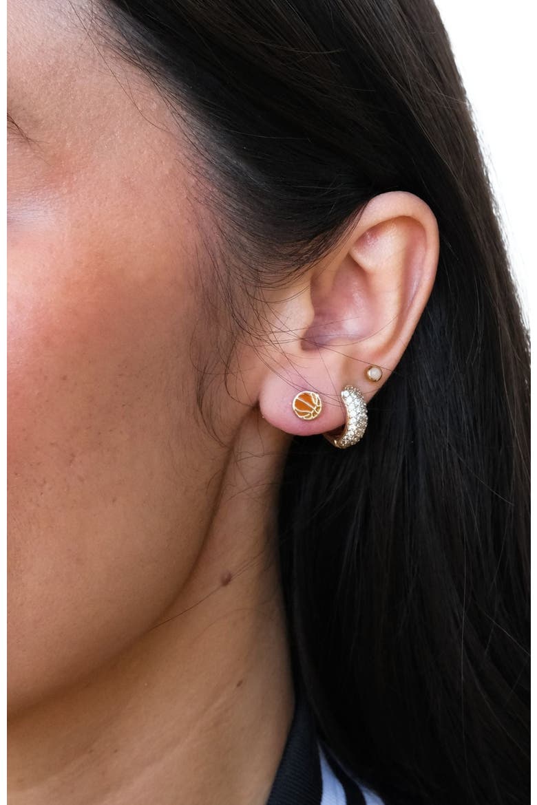 Basketball Stud Earrings, Alternate, color, Orange / Gold