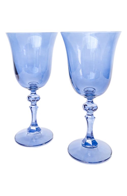 Estelle Colored Glass Set of 2 Regal Goblets in Blue  product