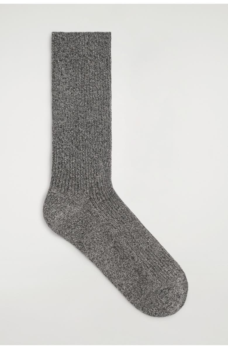 COS Ribbed Socks, Main, color, Mole