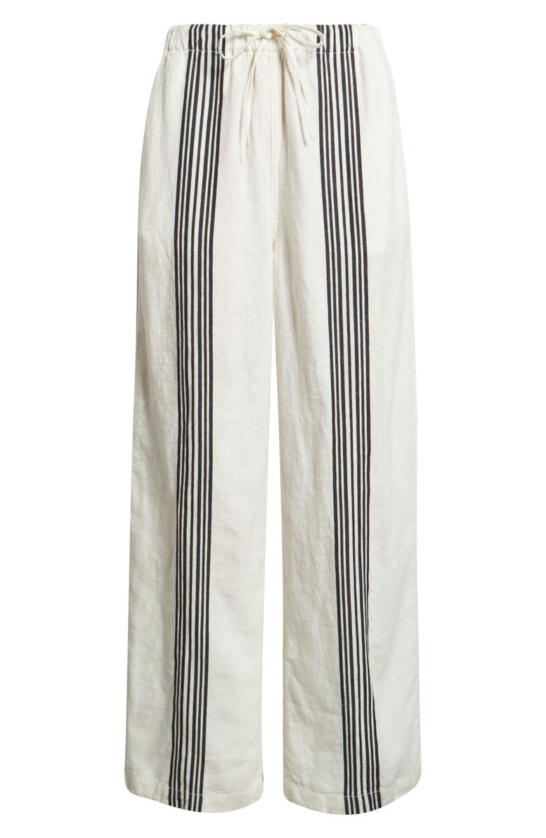 Madewell Linen Blend Pull-On Pants, Main, color, Bold Placement Stripe Black