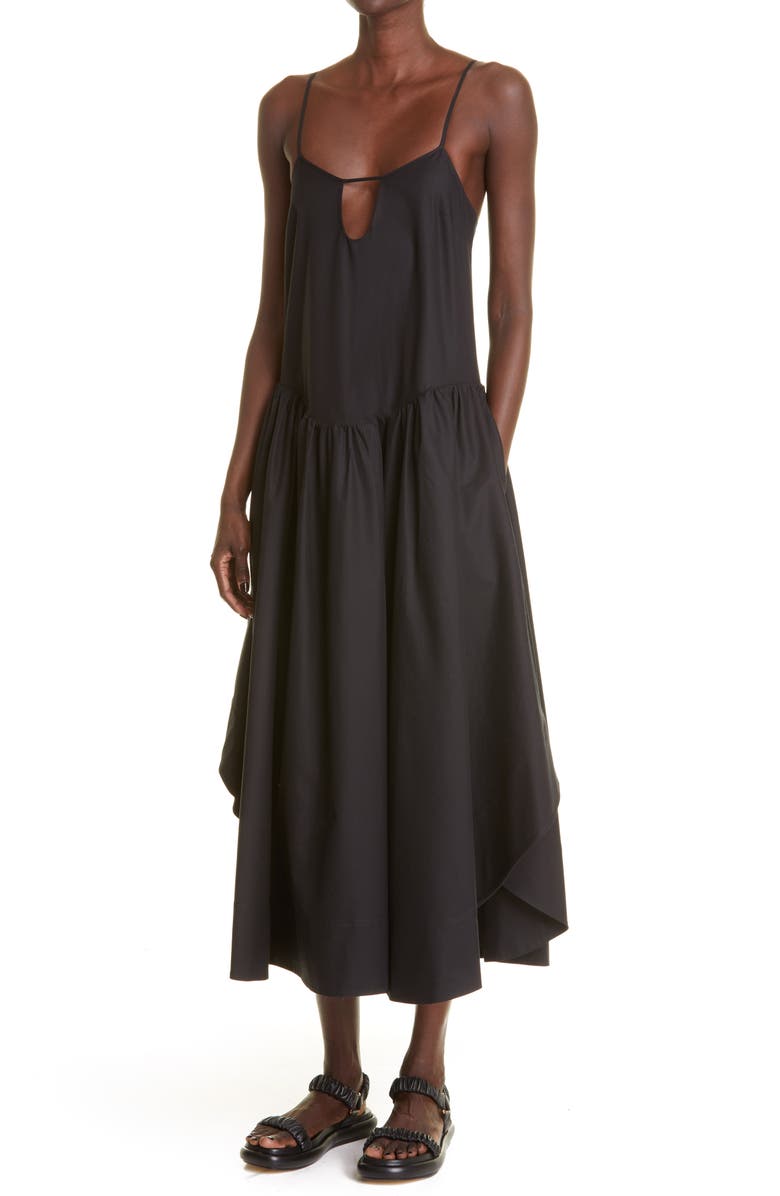 Khaite Norelle Cotton Twill Midi Dress, Alternate, color, 