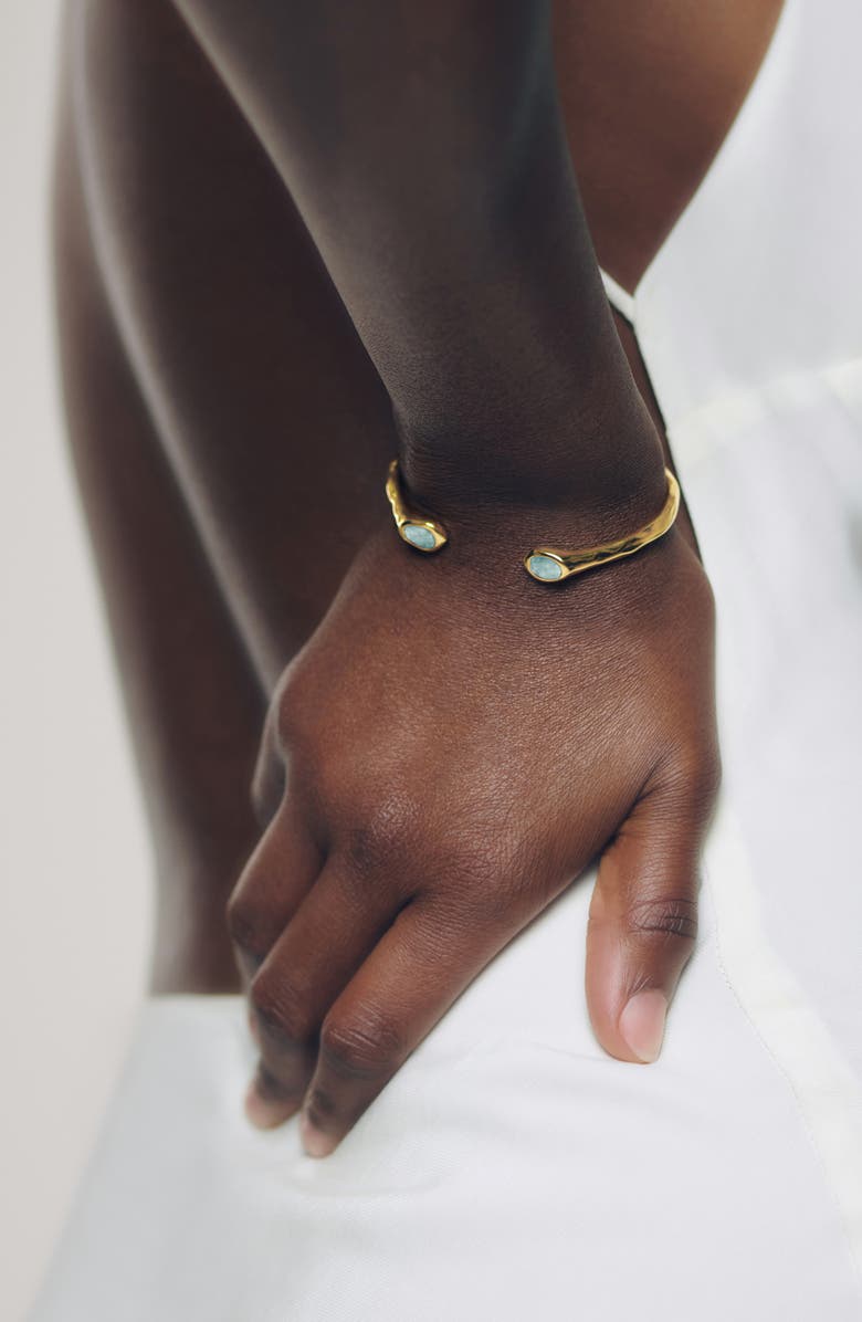 Monica Vinader Odyssey Aquamarine Cuff Bracelet, Alternate, color, 18Ct Gold Vermeil / Aquamarine