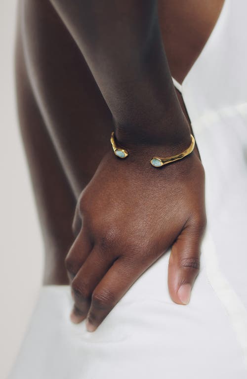 Monica Vinader Gold Odyssey Gemstone Open Cuff Aquamarine In Multi