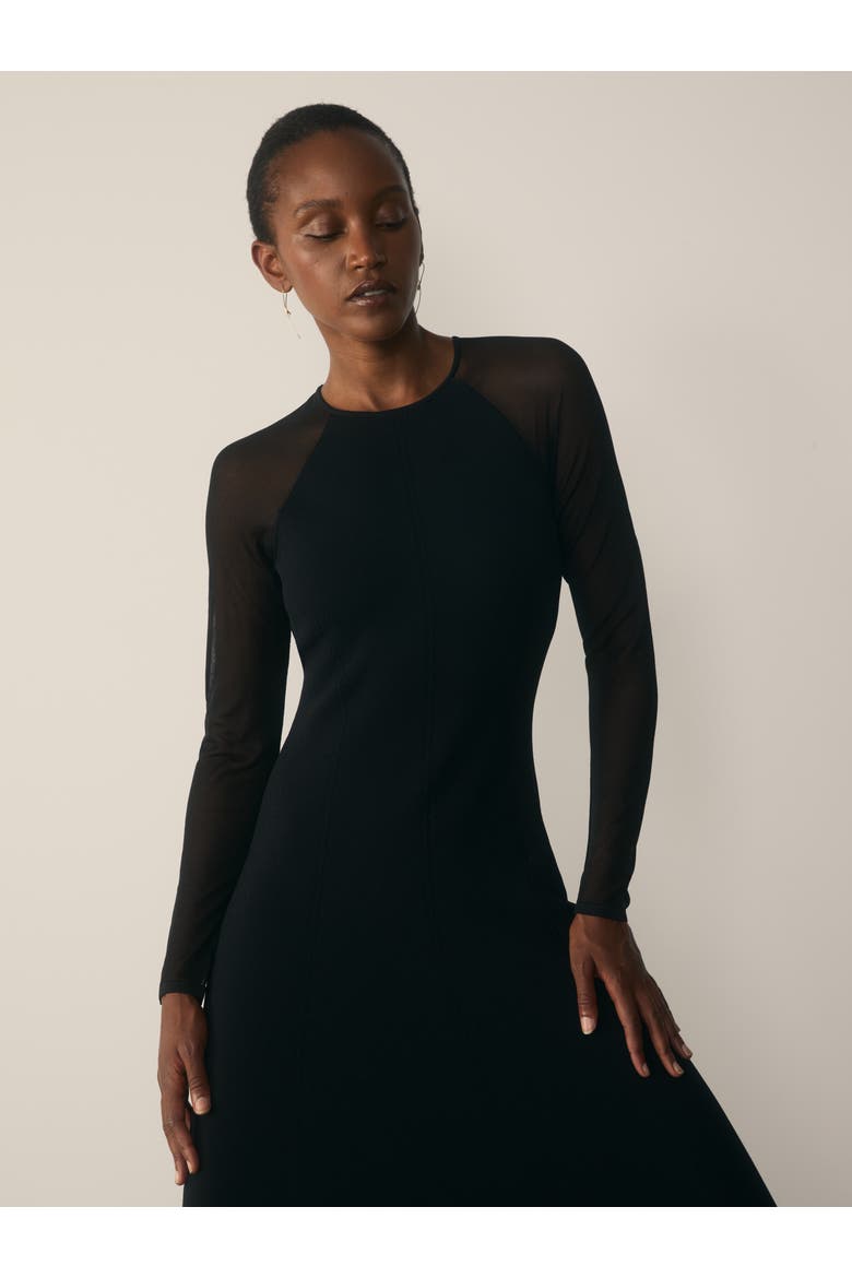 Sculpted Stretch Knit Midi Dress, Alternate, color, Black