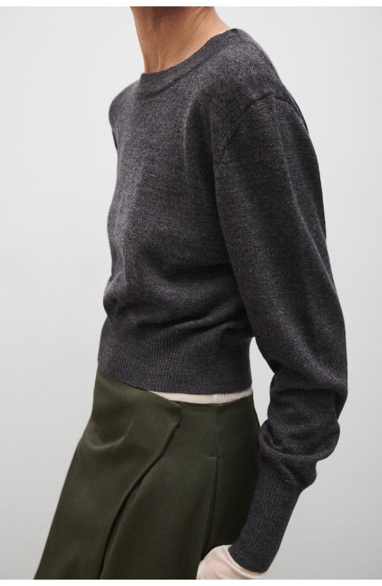 SILK LAUNDRY CROPPED CREWNECK GRANITE MELANGE, Alternate, color, Granite Melange