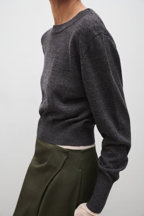 Silk Laundry Cropped Crewneck Granite Melange In Granite Melange