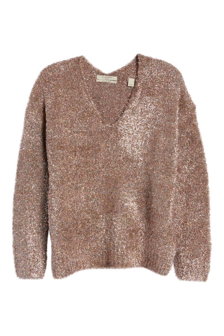 Sparkle V-Neck Sweater, Alternate, color, PINK MULTI