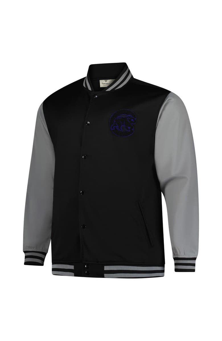 PROFILE Men's Profile Black/Gray Chicago Cubs Full-Snap Varsity Jacket, Alternate, color, Black