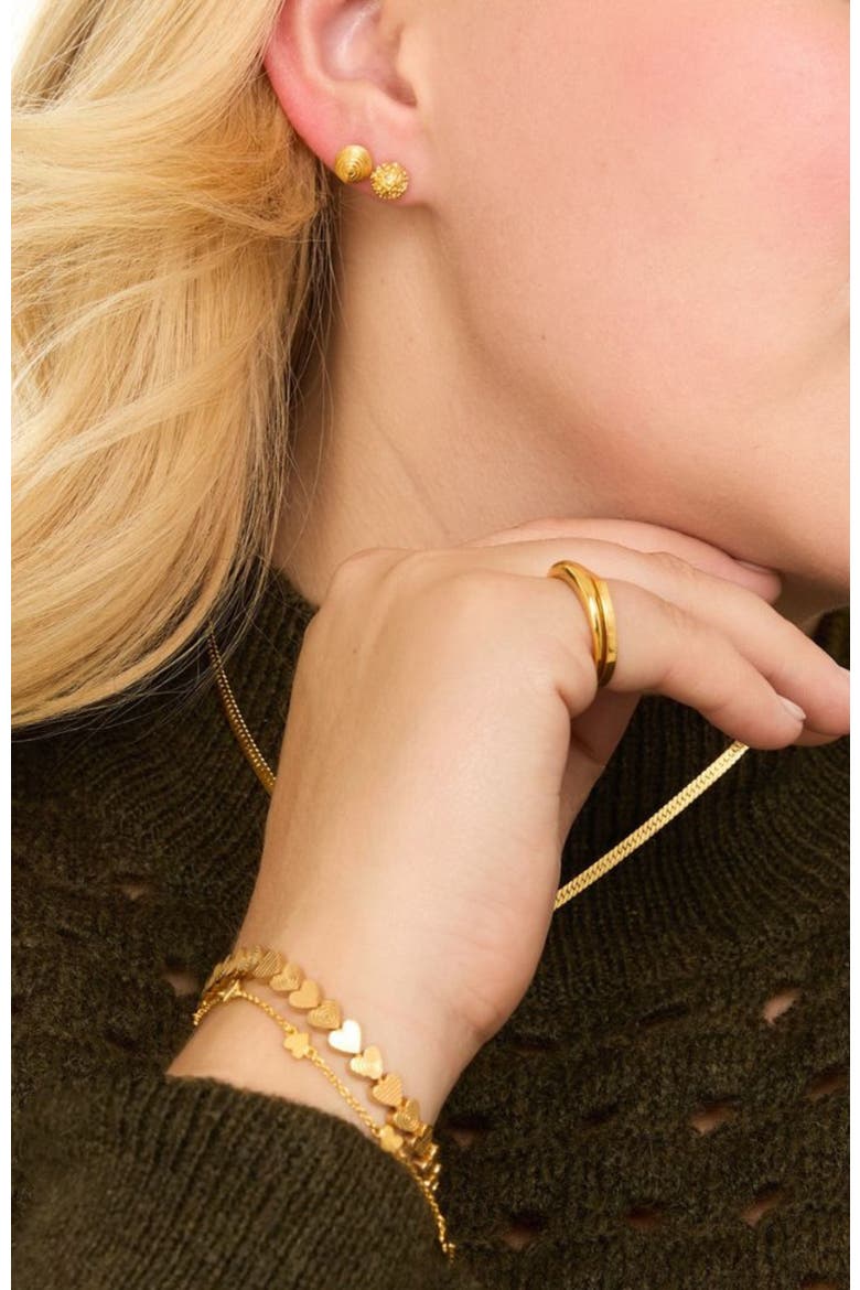 Striped Ball stud earring, Alternate, color, Gold