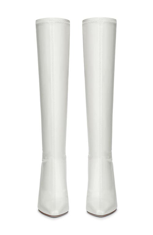 Femme La Whistler Pointed Toe Knee High Boot In White
