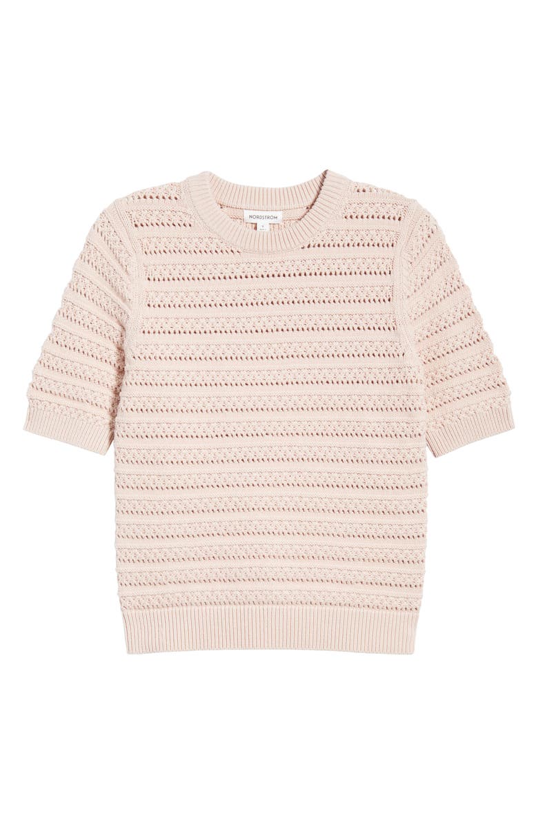 Nordstrom Open Stitch Crewneck Sweater, Alternate, color, Pink Smoke