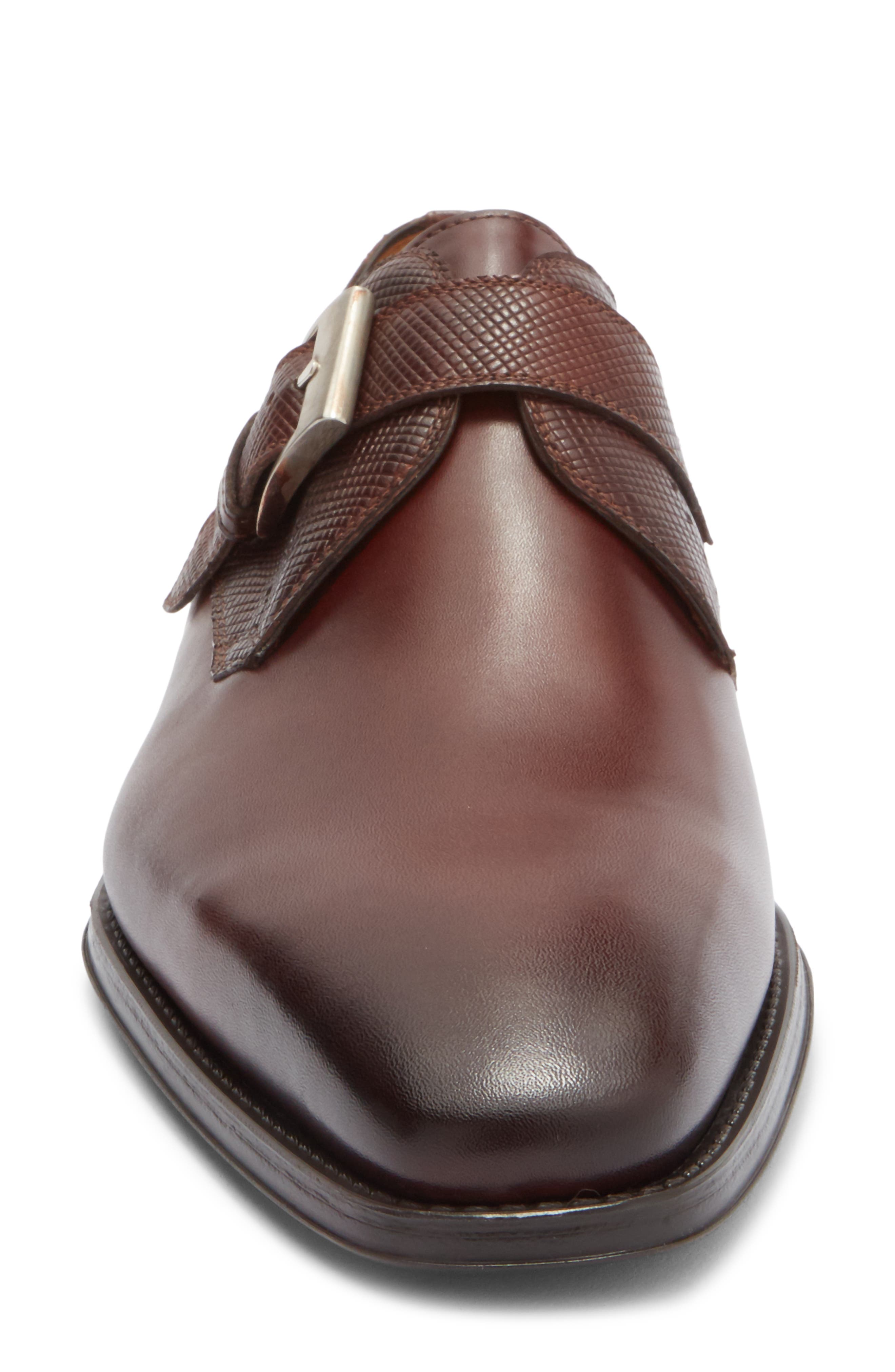 Easton Stamp Monk Strap Shoe, Alternate, color, MID BROWN STAMP