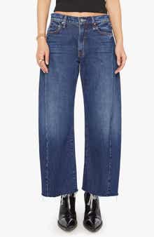 MOTHER The Full Pipe Flood High Waist Barrel Leg Jeans