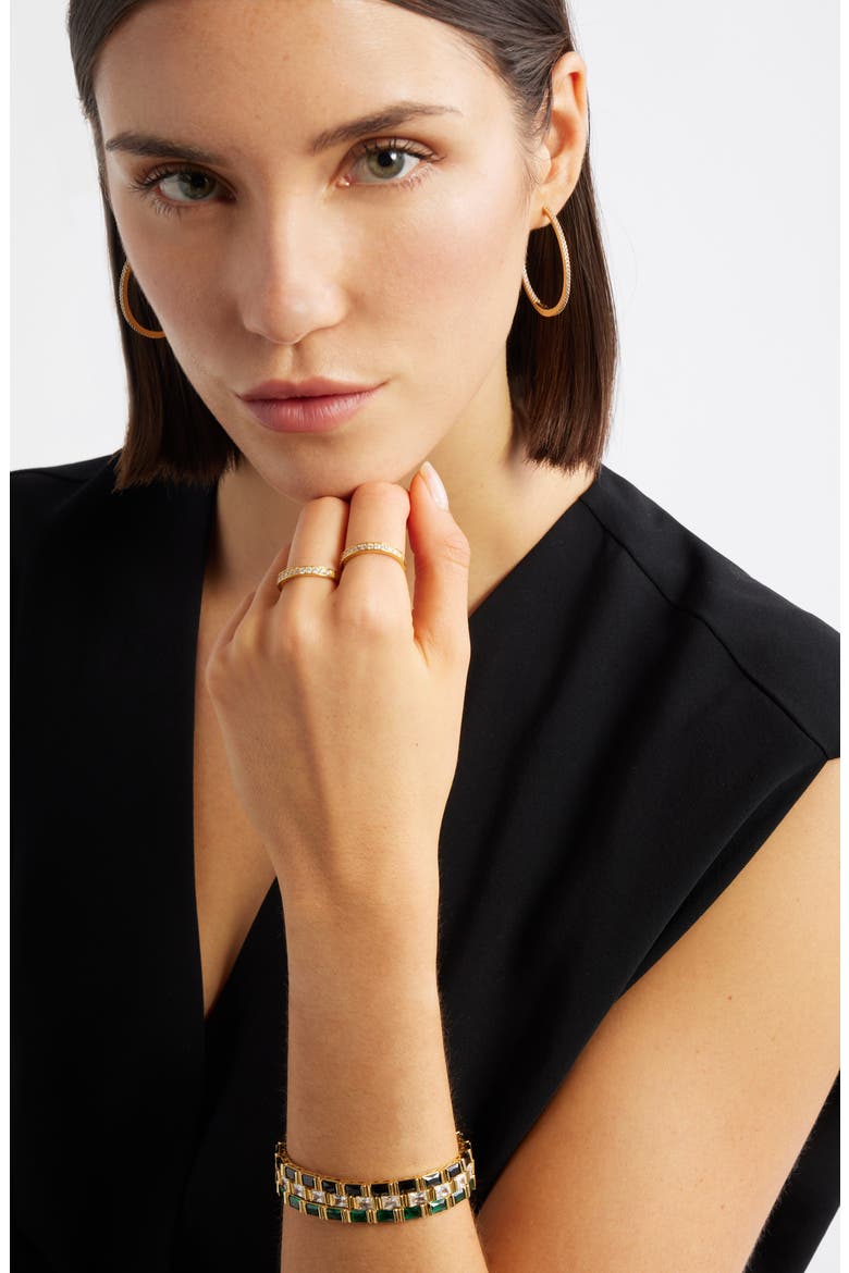 Set of 2 Cubic Zirconia Rings, Alternate, color, 14K GOLD PLATED