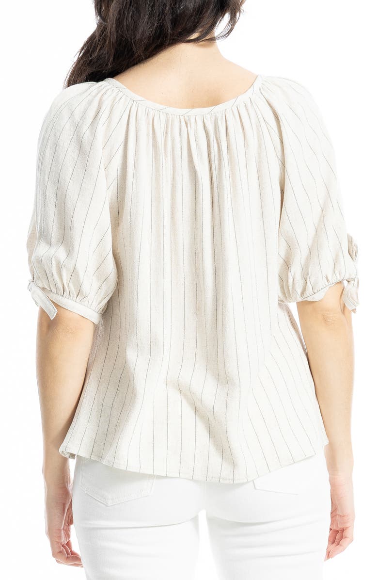 MAX STUDIO Tie Sleeve Top, Alternate, color, Natural/ Black Pinstripe