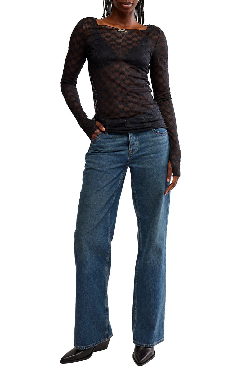 Free People From Me to You Long Sleeve Sheer Lace T-Shirt, Alternate, color, 