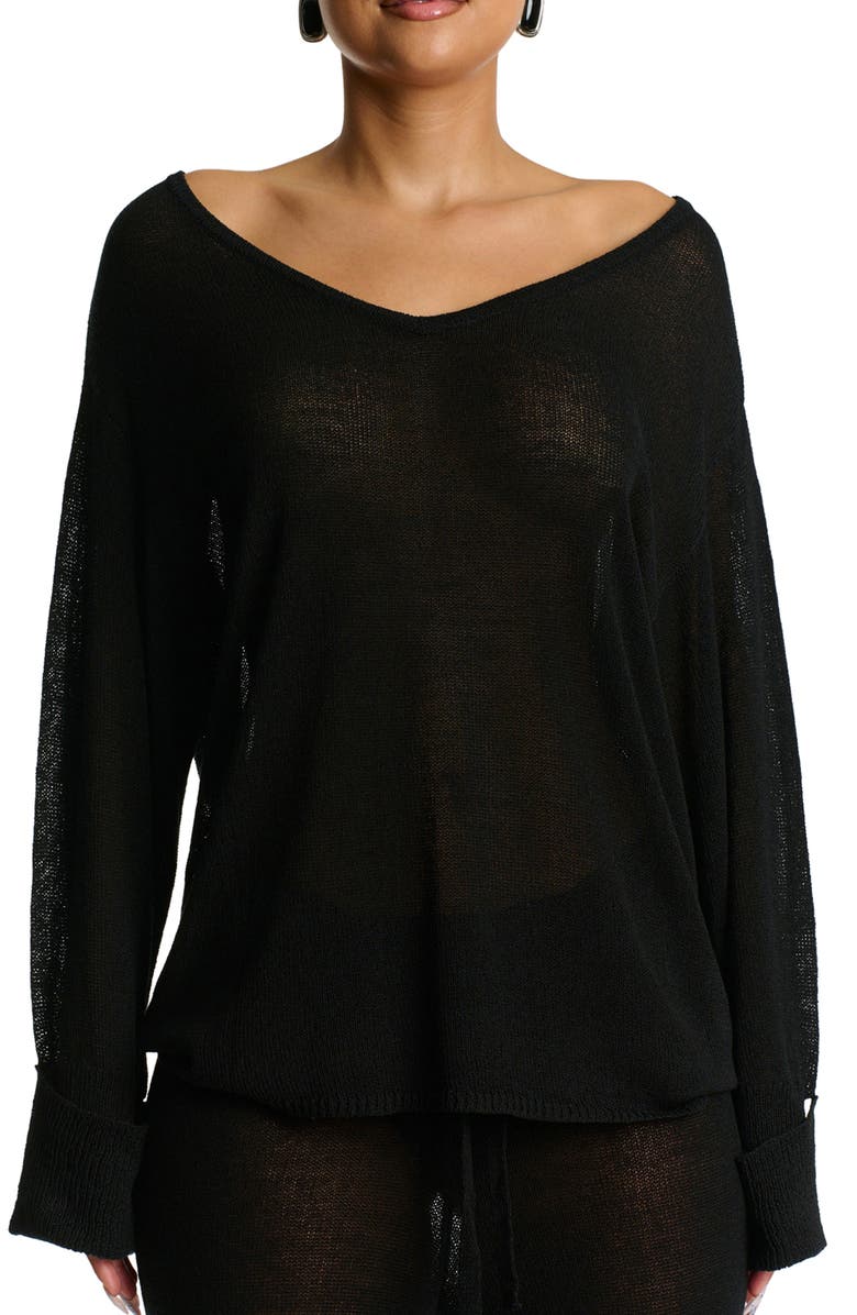 Naked Wardrobe Oversize Tunic Top, Main, color, Black