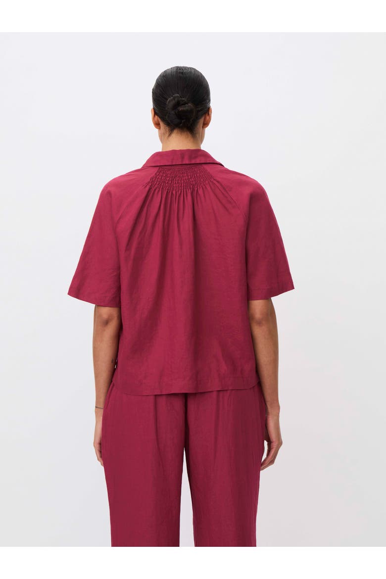 Mairyssa Smock Back Linen Shirt, Alternate, color, Beet Red