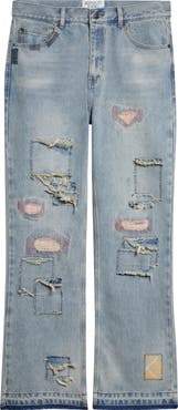 MIDNIGHT RODEO Texoma Distressed Patchwork Flare Leg Jeans