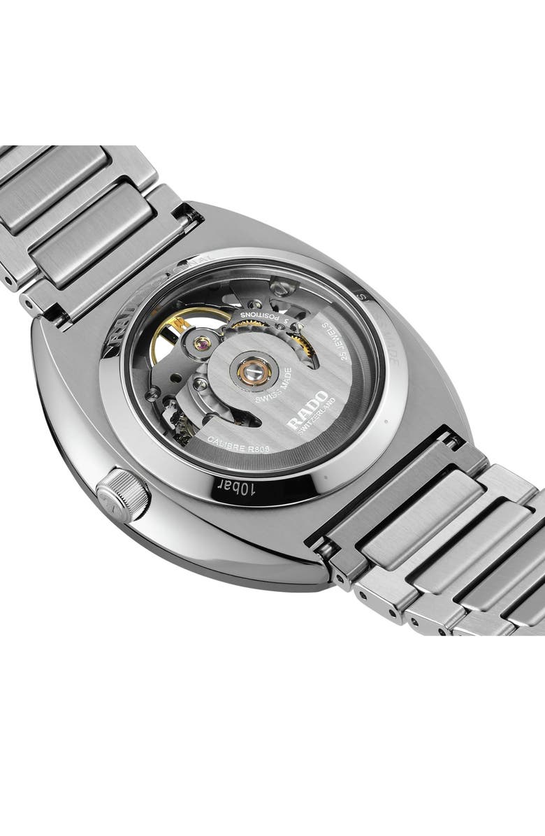 RADO Diastar Skeleton Automatic Bracelet Watch, 38mm, Alternate, color, Silver