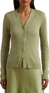 Lauren Ralph Lauren Metallic Linen Blend Rib Cardigan