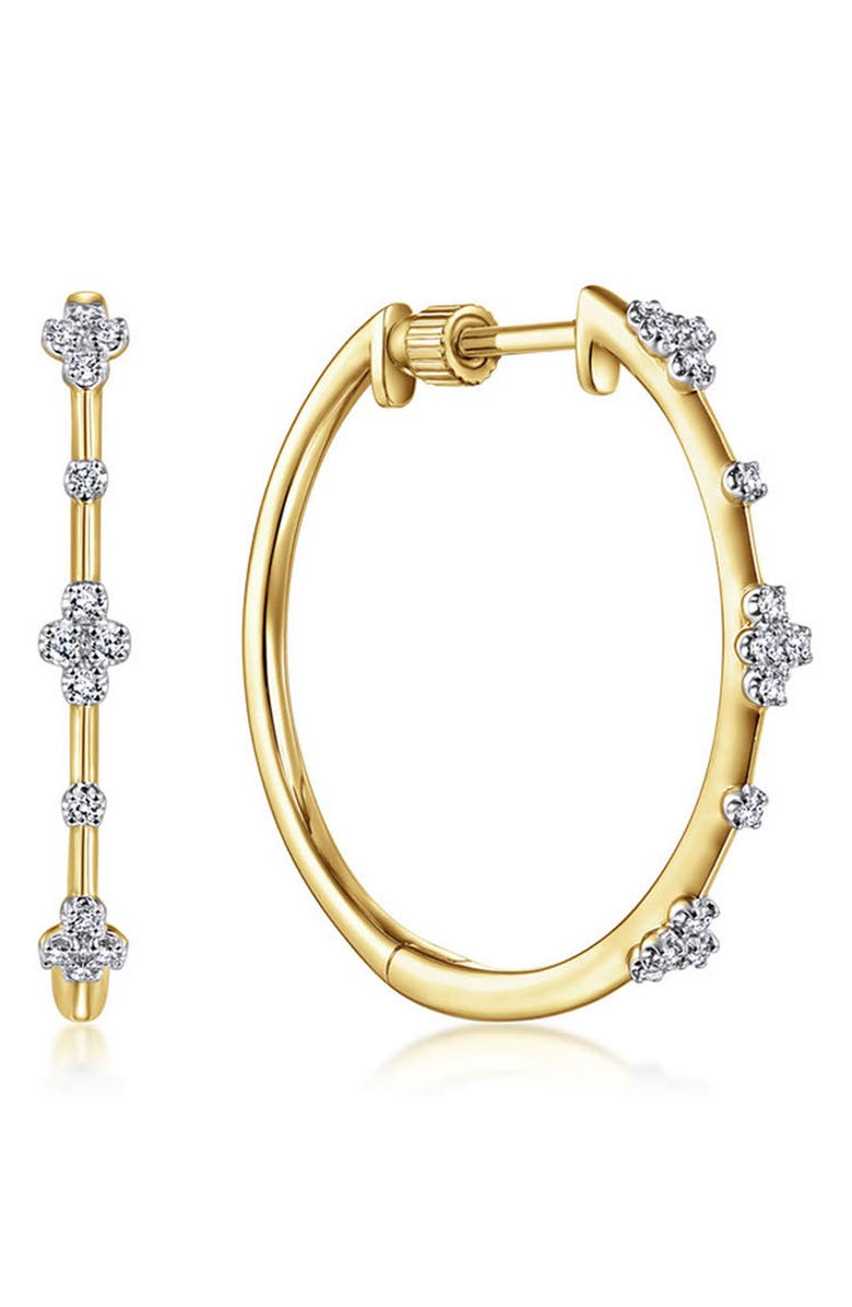 Gabriel & Co. Bujukan Classic Diamond Hoop Earrings, Main, color, Gold