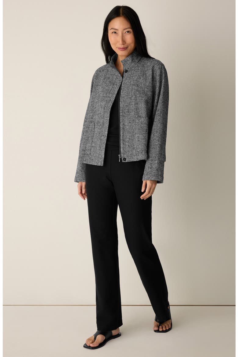 Organic Cotton Blend Stand Collar Jacket, Alternate, color, BLACK WHITE