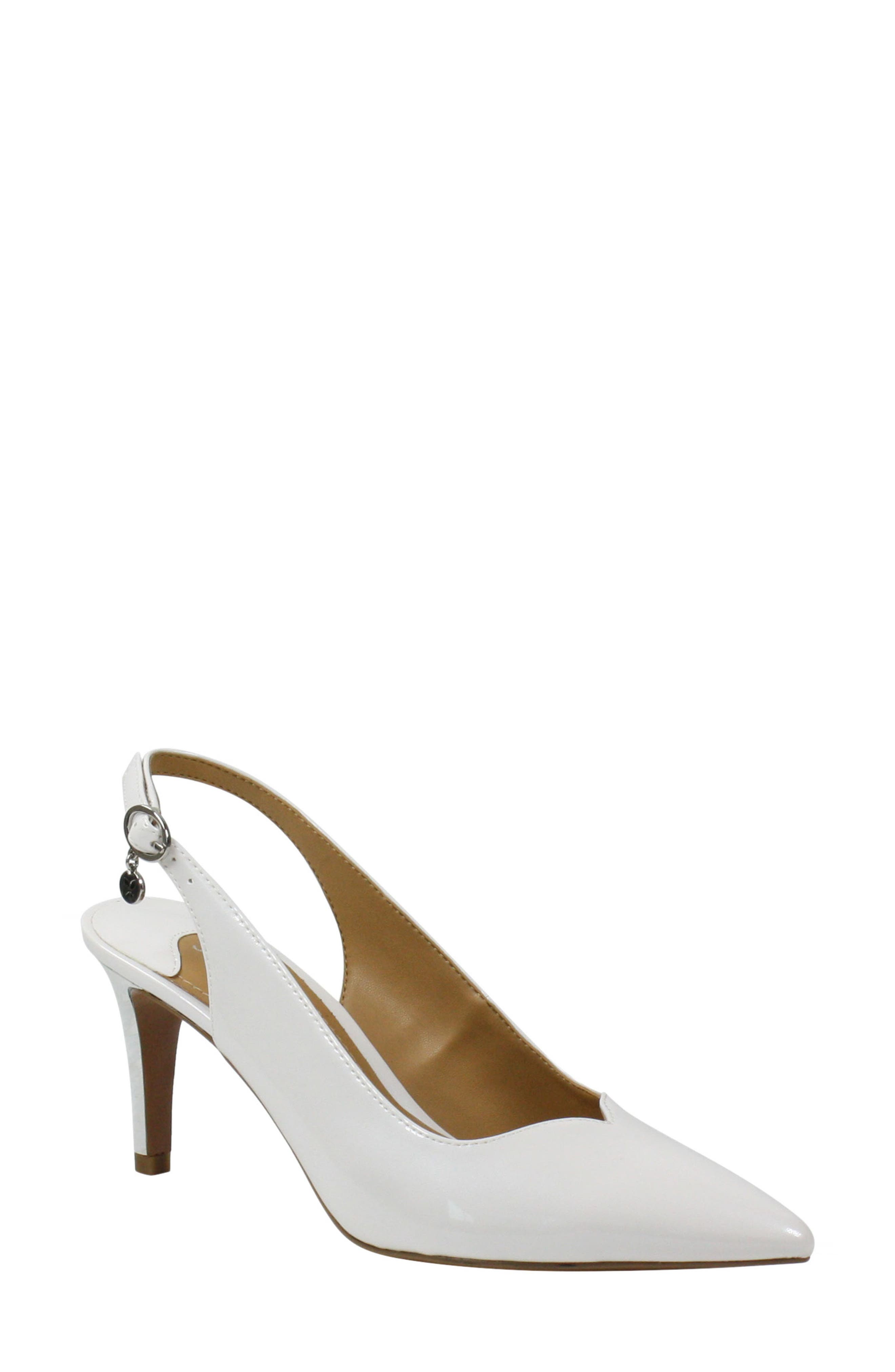 J. Renée Belamie Slingback Pump, Main, color, WHITE FAUX PATENT LEATHER