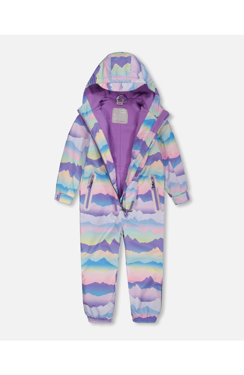 Deux par Deux Little Kids Unisex Printed Mid-Season One-Piece Outerwear Mauve And Blue, Pink Mountain, Alternate, color, 